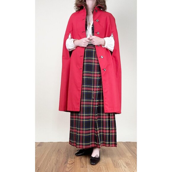 Vintage 4 Piece Wool Matching Set Plaid Kilt Tartan Pleated Cape Skirt Vest Suit - Picture 3 of 16